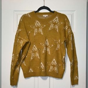Mustard Yellow Star Jacquard Sweater
